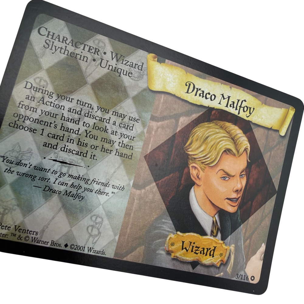 Harry Potter TCG Draco Malfoy 3/116 Rare Base Set 2001 Wizards of the Coast Card